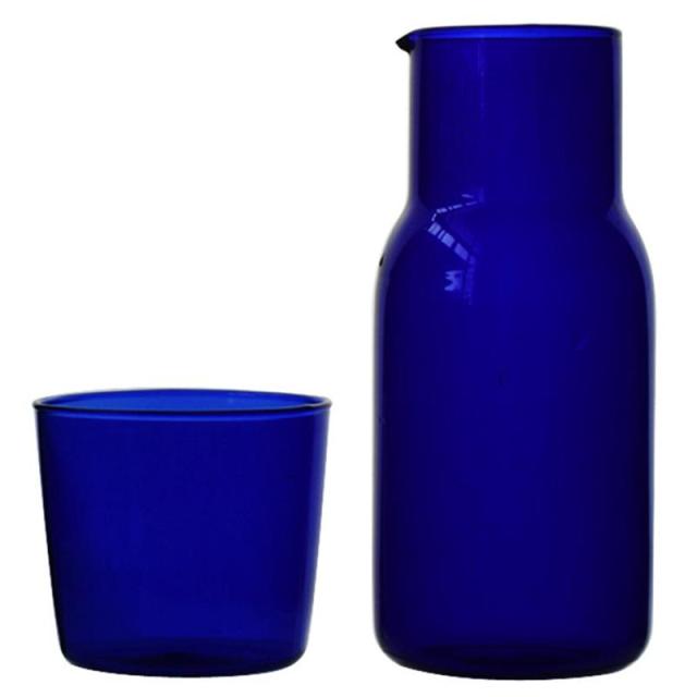 bedside water carafe - blue